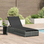 vidaXL Leżak słoneczny Gray Rattan i tkanina 69 x 200 x 27 cm Składany | 42004126 | 8721158874320