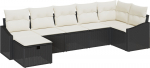 vidaXL Zestaw 7-osobowy sofy ogrodowej z poduszkami, Black polirattan | 3360628 | 8721288407474
