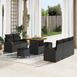 8-osaline aiam&ouml;&ouml;bli komplekt patjadega must pol&uuml; rattan akatsia | 3362334 | 8721288424532