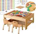 Masterkidz Drewniany St&oacute;ł Edukacyjny + Akcesoria Stem Wall + 135 Klock&oacute;w | ME25319-1 Lek | 2116053832012