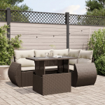 vidaXL 5-osaline aiam&ouml;&ouml;bli komplekt patjadega, pruun, pol&uuml;rattan | 3268513 | 8721102416460