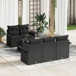 vidaXL 6-osaline aiam&ouml;&ouml;bli komplekt pol&uuml;rotangist koos patjadega Black | 3345243 | 8721158948298