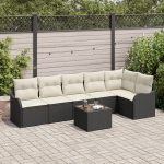 vidaXL Zestaw Sof Ogrodowych 6-częściowy z Poduszkami Brązowy Poli Rattan, vidaXL Sofa Ogrodowa 2-osobowa z Poduszkami Black Poli Rattan | 3345727 | 8721158953131