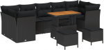 10-osaline aiam&ouml;&ouml;bli komplekt vidaXL koos patjadega Black pol&uuml;rotang Akaatsia, 3-osaline s&ouml;&ouml;gitoakomplekt vidaXL koos patjadega Black pol&uuml;rotang Akaatsia | 3361469 | 8721288415882