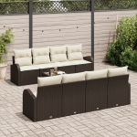 vidaXL 9-osaline aiam&ouml;&ouml;bli komplekt patjadega Brown pol&uuml;rotangist | 3345968 | 8721158955548