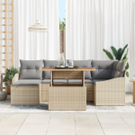 vidaXL 7-osaline aiam&ouml;&ouml;bli komplekt pol&uuml;rotangist koos patjadega Beige | 3358597 | 8721288388001
