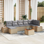 vidaXL 8-osaline aiam&ouml;&ouml;bli komplekt patjadega Beige pol&uuml;rotang Akaatsia | 3356805 | 8721288370761