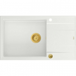 Zlewozmywak GraniteQ EVAN 136 XL GraniteQ zlewozmywak z syfonem Push To Open 1-komorowy z/o (860x500x210; kom. 420x490) snow white / elementy złote | brak | 5904310997799