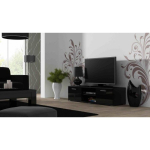 Cama Meble Szafka RTV SOHO 140 czarny/ czarny połysk | SOHORTV140CZ/CZ | 5903815002939