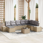 vidaXL 9-osaline aiam&ouml;&ouml;bli komplekt Beige ja hall Rotang ja kangas | 3347190 | 8721158967763