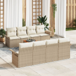vidaXL Aiam&ouml;&ouml;bli komplekt 9 osa koos patjadega Beige pol&uuml;rotang Akaatsia | 3347302 | 8721158974167