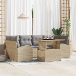vidaXL 7-osaline aiam&ouml;&ouml;bli komplekt pol&uuml;rotangist koos patjadega Beige Akatsia | 3349538 | 8721158996527