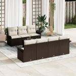 vidaXL 8-osaline aiam&ouml;&ouml;bli komplekt patjadega Brown pol&uuml;rotang | 3345268 | 8721158948540