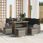 8-osaline aiadiivanite komplekt vidaXL koos patjadega, hall rattan akatsia, 2-kohaline aiadiivan vidaXL koos patjadega, hall rattan akatsia, 3-osaline aiatoidukomplekt vidaXL koos patjadega, hall rattan akatsia | 3362388 | 8721288425072