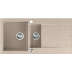 Zlewozmywak GraniteQ EVAN 156 zlewozmywak z syfonem Push To Open 1,5-komorowy z/o (1000x500x210; kom. 420x480) pearl beige / elementy stalowe | brak | 5906954200426