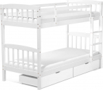 Beliani puidust kahepesaline voodi sahtlitega 90 x 200 cm White REVIN | 249468 | 4251682260787