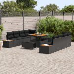 vidaXL Aiam&ouml;&ouml;bli komplekt 11 osa koos patjadega Black pol&uuml;rotang Akaatsia | 3364844 | 8721288449634
