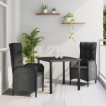vidaXL 3-osaline aiam&ouml;&ouml;bli komplekt s&ouml;&ouml;gitoale Black pol&uuml;rotangist | 3380113 | 8721288650337