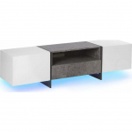 Beliani Szafka RTV LED efekt betonu z białym RUSSEL | 185868 | 4251682231251