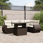 vidaXL 6-osaline aiam&ouml;&ouml;bli komplekt patjadega, Brown | 3268523 | 8721102416569