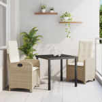 vidaXL 3-osaline aiam&ouml;&ouml;bli komplekt pol&uuml;rotangist koos patjadega Beige | 3380281 | 8721288652010