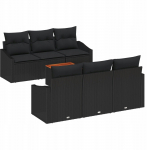 vidaXL 7-osaline aiam&ouml;&ouml;bli komplekt patjadega Black pol&uuml;rotang akatsia | 3356448 | 8721288367198
