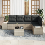 vidaXL 6-osaline aiam&ouml;&ouml;bli komplekt koos patjadega Light Grey pol&uuml;rotangist | 3347072 | 8721158966582