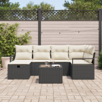 vidaXL 7-częściowy zestaw sof ogrodowych z poduszkami Black polirattan | 3360518 | 8721288406378