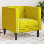 vidaXL Fotel Chesterfield, ż&oacute;łty, tapicerowany aksamitem | 372679 | 8721012400658