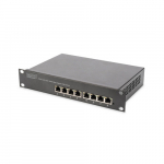 DIGITUS Switch 8-Port  Gigabit 10" 80W PoE Unmanaged Black | DN-95317 | 4016032441038