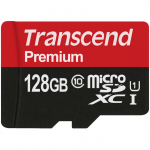 SD microSD Card 128GB Transcend SDXC UHS1 w/adapter | TS128GUSDU1 | 0760557831983