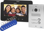 Orno Kahefamiline juhtmevaba videointerfoni komplekt, v&auml;rviline, 7" LCD, l&auml;hedusv&otilde;tmehoidja lugeja, interkom, seinasisene, INDI MULTI P | OR-VID-VP-1072/B | 5908254802355