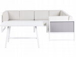 Beliani Narożnik ogrodowy ze stolikiem dla 6 os&oacute;b CASTELLA/FRATTE Lewostronny Metal Złamana biel | 522555 Bel | 4255664884763