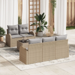 vidaXL 6-osaline aiam&ouml;&ouml;bli komplekt pol&uuml;rotangist koos patjadega beige | 3345920 | 8721158955067