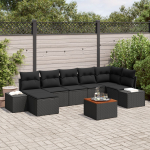 vidaXL Aiam&ouml;&ouml;bli komplekt 8-osaline Black rotang ja puit Ruumikas | 3347989 | 8721158981035