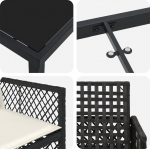 5-osaline s&ouml;&ouml;gitoa komplekt patjadega Black pol&uuml;rotang, aialaud Black 80x80x73 cm karastatud klaas | 3380617 | 8721288655370