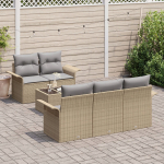 vidaXL 6-osaline aiam&ouml;&ouml;bli komplekt pol&uuml;rotangist koos patjadega Beige | 3345240 | 8721158948267