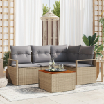 vidaXL 5-osaline aiam&ouml;&ouml;bli komplekt patjadega Beige Rotang Akatsia | 3347700 | 8721158978141