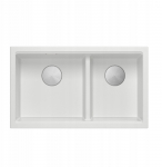 QUADRON | LOGAN 120 | granitowy zlewozmywak kuchenny BIAŁY + STAL | wymiar: 76 x 45 x 23,5 cm | 2-komorowy wpuszczany | podbudowa szafki od: 80 cm | brak | 5905505509742