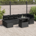 vidaXL 8-osaline aiam&ouml;&ouml;bli komplekt patjadega Black pol&uuml;rotang | 3348329 | 8721158984432