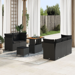 Aiam&ouml;&ouml;bli komplekt vidaXL 8 osa koos patjadega Black pol&uuml;rotang akatsia, s&ouml;&ouml;gikomplekt vidaXL 3 osa koos patjadega Black pol&uuml;rotang akatsia | 3361424 | 8721288415431