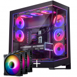 PHANTEKS NV-Series NV9 MK2 PC-Geh&auml;use, EATX, DRGB, Tempered Glass - schwarz & M25 Gen2 PWM D-RGB L&uuml;fter 3er-Pack - Reverse Blade, 140mm, schwarz + DRG (GABU-546) | GABU-546 | M000014841865
