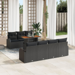 vidaXL 8-osaline aiam&ouml;&ouml;bli komplekt patjadega Black pol&uuml;rotang Akaatsia | 3349547 | 8721158996619