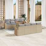 vidaXL V&auml;ljas s&ouml;&ouml;gitoa komplekt 9 osa koos patjadega Beige pol&uuml;rotang Akaatsia | 3349559 | 8721158996732