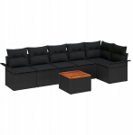 vidaXL 7-częściowy zestaw sof ogrodowych z poduszkami Black polirattan akacja, vidaXL 2-osobowa sofa ogrodowa z miejscem na przechowywanie i poduszkami Black polirattan | 3356007 | 8721288362780