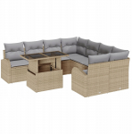 Aiam&ouml;&ouml;bli komplekt vidaXL 9-osaline koos patjadega Beige pol&uuml;rotang, 2-kohaline aiam&ouml;&ouml;bel vidaXL hoiuruumiga ja patjadega Beige pol&uuml;rotang | 3357353 | 8721288375568