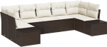vidaXL 7-osaline aiam&ouml;&ouml;bli komplekt pol&uuml;rotangist pruun koos patjadega | 3347208 | 8721158967947