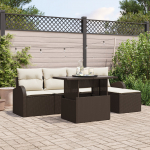 vidaXL 6-osaline aiam&ouml;&ouml;bli komplekt patjadega Brown rattan pol&uuml;ester | 3348624 | 8721158987389