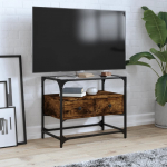 vidaXL Szafka pod TV ze szklanym blatem, przydymiony dąb, 60x35x51 cm | 846056 | 8721102638213