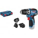 Bosch Powertools Akku-Bohrschrauber GSR 12V-35 FC solo Professional, 12Volt (blau/Black, ohne Akku und Ladeger&auml;t, mit FlexiClick Aufs&auml;tzen, L-BOXX) | 06019H3003 | 3165140936941